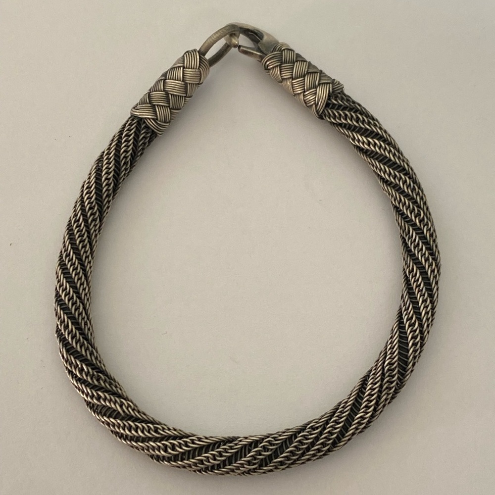 925 Silver 5mm 7.75” bracelet handmade braid wire unisex